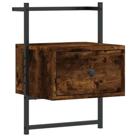 vidaXL Comodino a Muro Rovere Fumo 35x30x51 cm Legno Multistrato