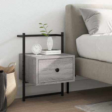 vidaXL Comodino a Muro Grigio Sonoma 35x30x51 cm Legno Multistrato