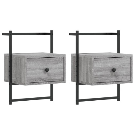vidaXL Comodini a Muro 2 pz Grigio Sonoma 35x30x51cm Legno Multistrato