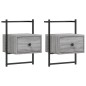 vidaXL Comodini a Muro 2 pz Grigio Sonoma 35x30x51cm Legno Multistrato