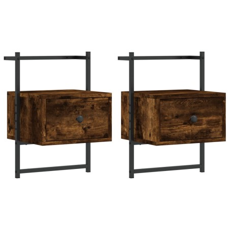vidaXL Comodini a Muro 2 pz Rovere Fumo 35x30x51 cm Legno Multistrato
