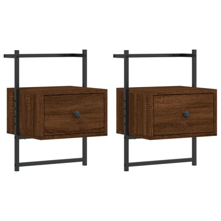 vidaXL Comodini a Muro 2pz Rovere Marrone 35x30x51cm Legno Multistrato