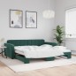 vidaXL Divano Letto con Letto Estraibile Verde Scuro 100x200cm Velluto vidaXL Divano Letto con Letto Estraibile Verde Scuro 100x200cm Velluto