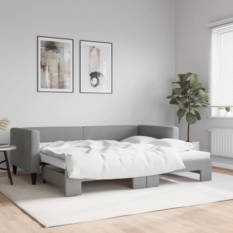 vidaXL Divano Letto con Letto Estraibile Grigio Chiaro 90x200 Tessuto