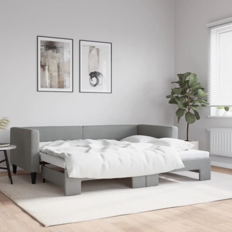 vidaXL Divano Letto con Letto Estraibile Grigio Chiaro 90x200 Tessuto