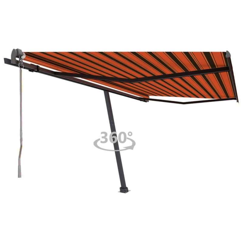 Tenda Retrattile Automatica con Palo 400x300 cm Arancio Marrone Tenda Retrattile Automatica con Palo 400x300 cm Arancio Marrone