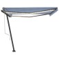 Tenda Automatica con Sensore Vento e LED 400x300 cm Blu Bianca Tenda Automatica con Sensore Vento e LED 400x300 cm Blu Bianca