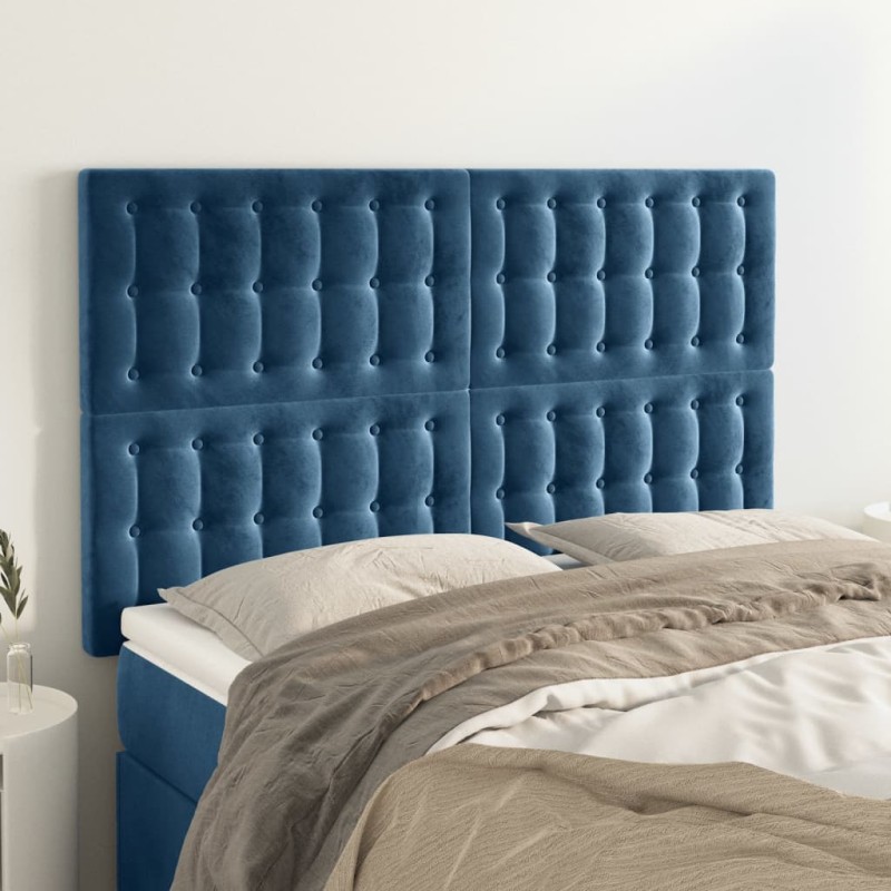 Testiere 4 pz Blu Scuro 72x5x78/88 cm in Velluto Testiere 4 pz Blu Scuro 72x5x78/88 cm in Velluto
