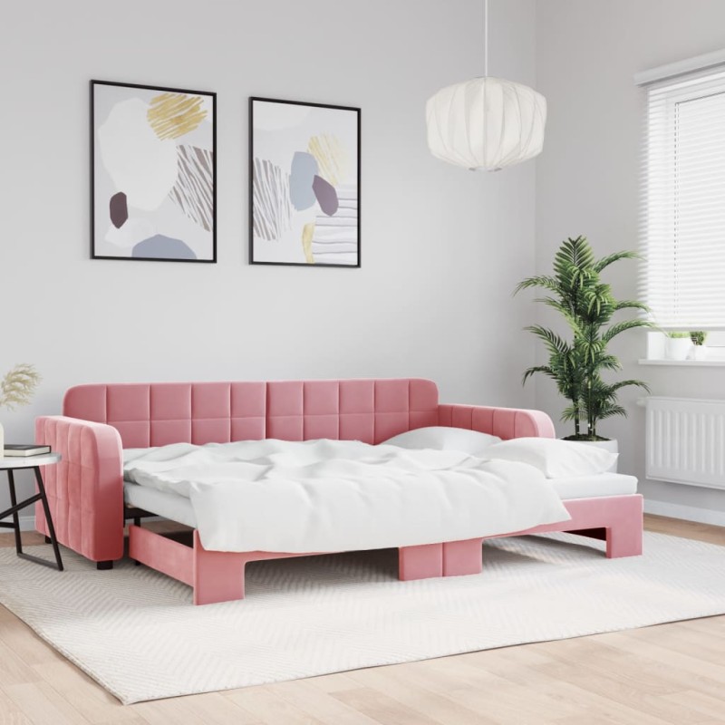 vidaXL Divano Letto con Letto Estraibile Rosa 80x200 cm in Velluto vidaXL Divano Letto con Letto Estraibile Rosa 80x200 cm in Velluto