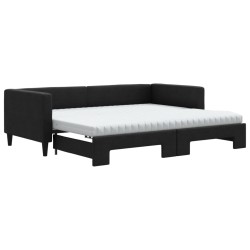 vidaXL Divano Letto Estraibile con Materassi Nero 90x200 cm in Tessuto