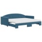 vidaXL Divano Letto Estraibile con Materassi Blu 90x200 cm Velluto vidaXL Divano Letto Estraibile con Materassi Blu 90x200 cm Velluto