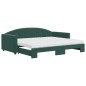 vidaXL Divano Letto Estraibile Materassi Verde Scuro 90x200 Velluto vidaXL Divano Letto Estraibile Materassi Verde Scuro 90x200 Velluto