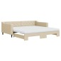 vidaXL Divano Letto Estraibile con Materassi Crema 100x200 cm Tessuto vidaXL Divano Letto Estraibile con Materassi Crema 100x200 cm Tessuto