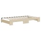 vidaXL Divano Letto Estraibile con Materassi Crema 100x200 cm Tessuto vidaXL Divano Letto Estraibile con Materassi Crema 100x200 cm Tessuto