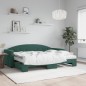 vidaXL Divano Letto Estraibile Materassi Verde Scuro 80x200 Velluto vidaXL Divano Letto Estraibile Materassi Verde Scuro 80x200 Velluto