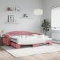 vidaXL Divano Letto Estraibile con Materassi Rosa 90x200 cm Velluto vidaXL Divano Letto Estraibile con Materassi Rosa 90x200 cm Velluto