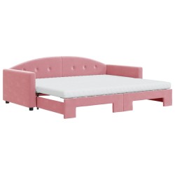 vidaXL Divano Letto Estraibile con Materassi Rosa 90x200 cm Velluto