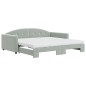 vidaXL Divano Letto Estraibile Materassi Grigio Chiaro 100x200 Velluto vidaXL Divano Letto Estraibile Materassi Grigio Chiaro 100x200 Velluto