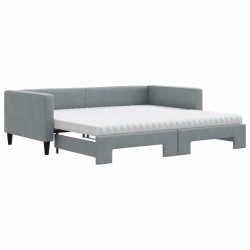 vidaXL Divano Letto Estraibile Materassi Grigio Chiaro 100x200 Tessuto