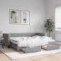 vidaXL Divano Letto Estraibile Cassetti Grigio Chiaro 90x190cm Tessuto vidaXL Divano Letto Estraibile Cassetti Grigio Chiaro 90x190cm Tessuto