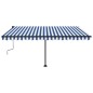 Tenda da Sole Retrattile Manuale con LED 450x300cm Blu e Bianca Tenda da Sole Retrattile Manuale con LED 450x300cm Blu e Bianca