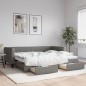vidaXL Divano Letto Estraibile Cassetti Grigio Scuro 90x200cm Tessuto vidaXL Divano Letto Estraibile Cassetti Grigio Scuro 90x200cm Tessuto