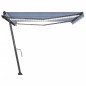 Tenda da Sole Retrattile Manuale con LED 450x300cm Blu e Bianca Tenda da Sole Retrattile Manuale con LED 450x300cm Blu e Bianca