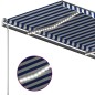 Tenda da Sole Retrattile Manuale con LED 450x300cm Blu e Bianca Tenda da Sole Retrattile Manuale con LED 450x300cm Blu e Bianca