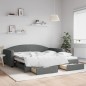 vidaXL Divano Letto Estraibile Cassetti Grigio Scuro 100x200cm Tessuto vidaXL Divano Letto Estraibile Cassetti Grigio Scuro 100x200cm Tessuto