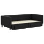 vidaXL Divano Letto Estraibile con Cassetti Nero 100x200 cm in Tessuto vidaXL Divano Letto Estraibile con Cassetti Nero 100x200 cm in Tessuto