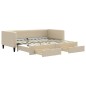 vidaXL Divano Letto Estraibile con Cassetti Crema 90x200 cm in Tessuto