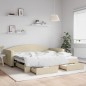 vidaXL Divano Letto Estraibile con Cassetti Crema 100x200cm in Tessuto vidaXL Divano Letto Estraibile con Cassetti Crema 100x200cm in Tessuto