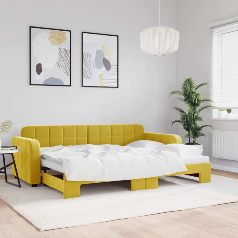 vidaXL Divano Letto con Letto Estraibile Giallo 80x200 cm in Velluto vidaXL Divano Letto con Letto Estraibile Giallo 80x200 cm in Velluto