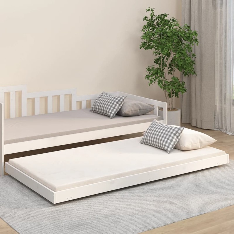 vidaXL Giroletto senza Materasso Bianco 90x200 cm Legno Massello Pino vidaXL Giroletto senza Materasso Bianco 90x200 cm Legno Massello Pino