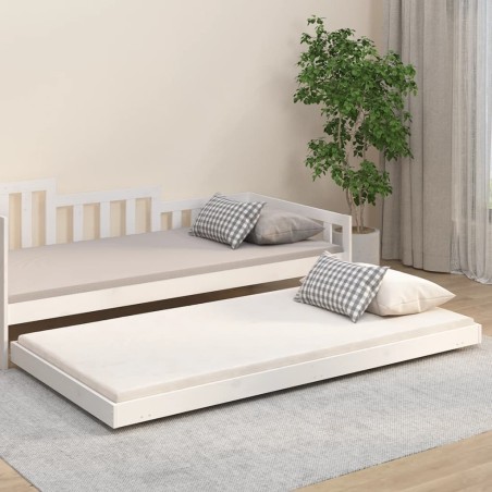 vidaXL Giroletto senza Materasso Bianco 90x200 cm Legno Massello Pino