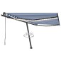 Tenda Automatica con Sensore Vento e LED 450x300 cm Blu Bianca Tenda Automatica con Sensore Vento e LED 450x300 cm Blu Bianca