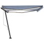 Tenda Automatica con Sensore Vento e LED 450x300 cm Blu Bianca Tenda Automatica con Sensore Vento e LED 450x300 cm Blu Bianca