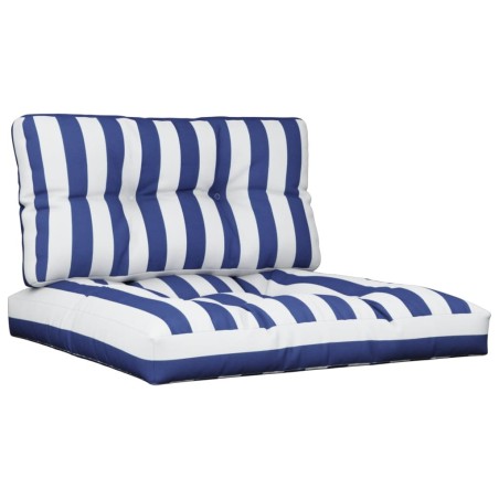 vidaXL Cuscini per Pallet 2 pz Strisce Blu e Bianche in Tessuto