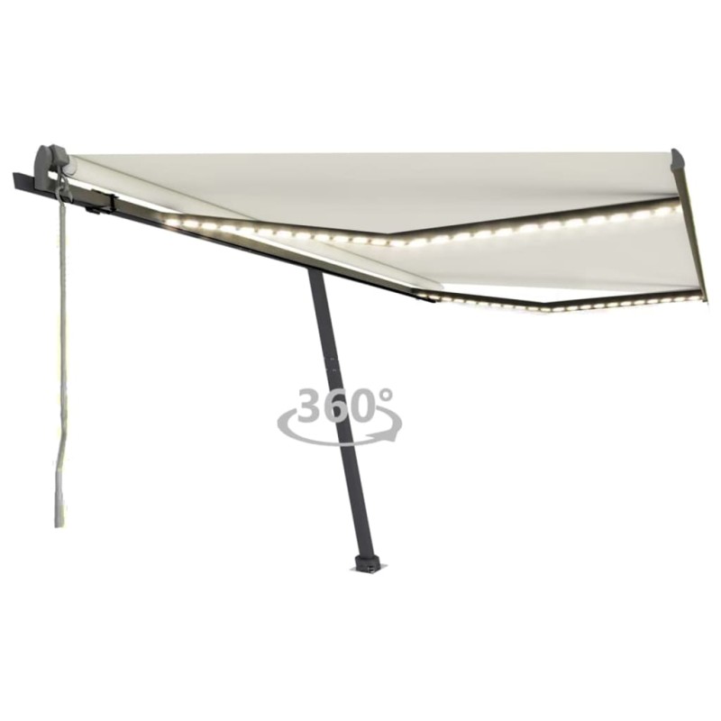 Tenda Automatica con Sensore Vento e LED 450x300 cm Crema Tenda Automatica con Sensore Vento e LED 450x300 cm Crema