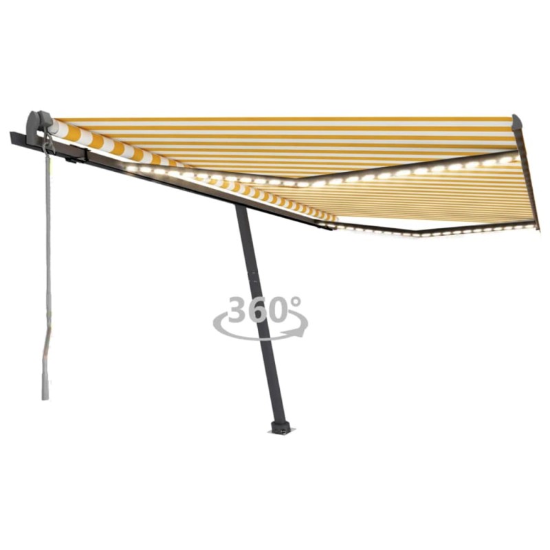 Tenda Automatica con Sensore Vento LED 450x300 cm Gialla Bianca Tenda Automatica con Sensore Vento LED 450x300 cm Gialla Bianca