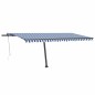 Tenda Automatica Sensore Vento e LED 500x300 cm Blu e Bianca Tenda Automatica Sensore Vento e LED 500x300 cm Blu e Bianca