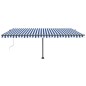 Tenda Automatica Sensore Vento e LED 500x300 cm Blu e Bianca Tenda Automatica Sensore Vento e LED 500x300 cm Blu e Bianca