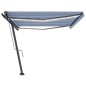 Tenda Automatica Sensore Vento e LED 500x300 cm Blu e Bianca Tenda Automatica Sensore Vento e LED 500x300 cm Blu e Bianca