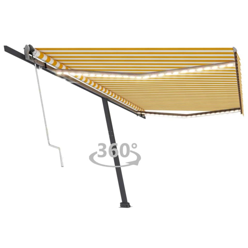 Tenda Automatica Sensore Vento e LED 500x300 cm Gialla Bianca Tenda Automatica Sensore Vento e LED 500x300 cm Gialla Bianca