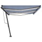 vidaXL Tenda Automatica con Sensore Vento e LED 600x300 cm Blu Bianca vidaXL Tenda Automatica con Sensore Vento e LED 600x300 cm Blu Bianca