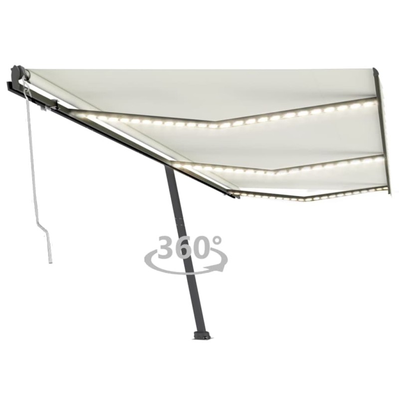 Tenda Automatica con Sensore Vento e LED 600x300 cm Crema Tenda Automatica con Sensore Vento e LED 600x300 cm Crema