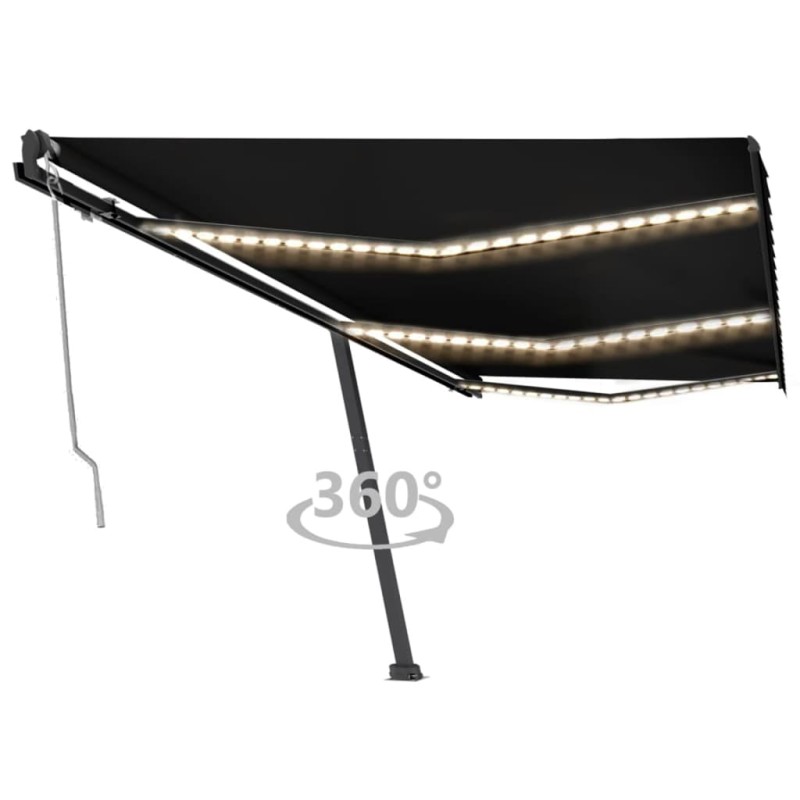Tenda Automatica con Sensore Vento e LED 600x300 cm Antracite Tenda Automatica con Sensore Vento e LED 600x300 cm Antracite