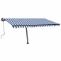 vidaXL Tenda Retrattile Manuale con Palo 400x350 cm Blu/Bianco vidaXL Tenda Retrattile Manuale con Palo 400x350 cm Blu/Bianco