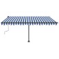 vidaXL Tenda Retrattile Manuale con Palo 400x350 cm Blu/Bianco vidaXL Tenda Retrattile Manuale con Palo 400x350 cm Blu/Bianco