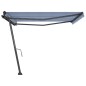 vidaXL Tenda Retrattile Manuale con Palo 400x350 cm Blu/Bianco vidaXL Tenda Retrattile Manuale con Palo 400x350 cm Blu/Bianco